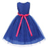 Big Girls Royal Blue Fuchsia Chiffon Flowers Tulle Junior Bridesmaid Dress 8-14 - SophiasStyle.com